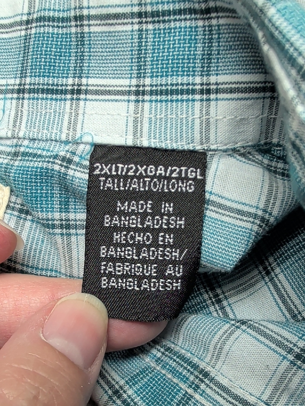 Men's Wrangler Riata 2xlt Western Plaid Shirt 2xl Tall - Picture 6 of 12